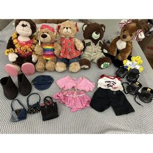 Build A Bear Plush And Clothes Lot 5 Outfits Shoes Denim Girl Scout Cowboy Boots